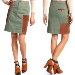 Anthropologie Meadow Rue Corduroy Green Khaki Skirt